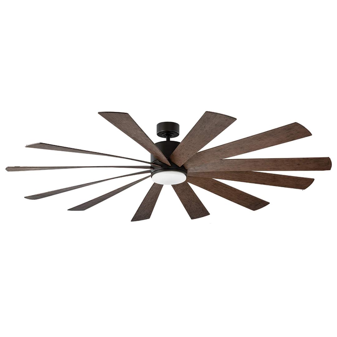 Windflower Smart Indoor and Outdoor 12-Blade Ceiling Fan 80in Oil Rubbed Bronze/Dark Walnut with 3000K LED Light Kit and Wall Control works with Alexa, and iOS or Android App