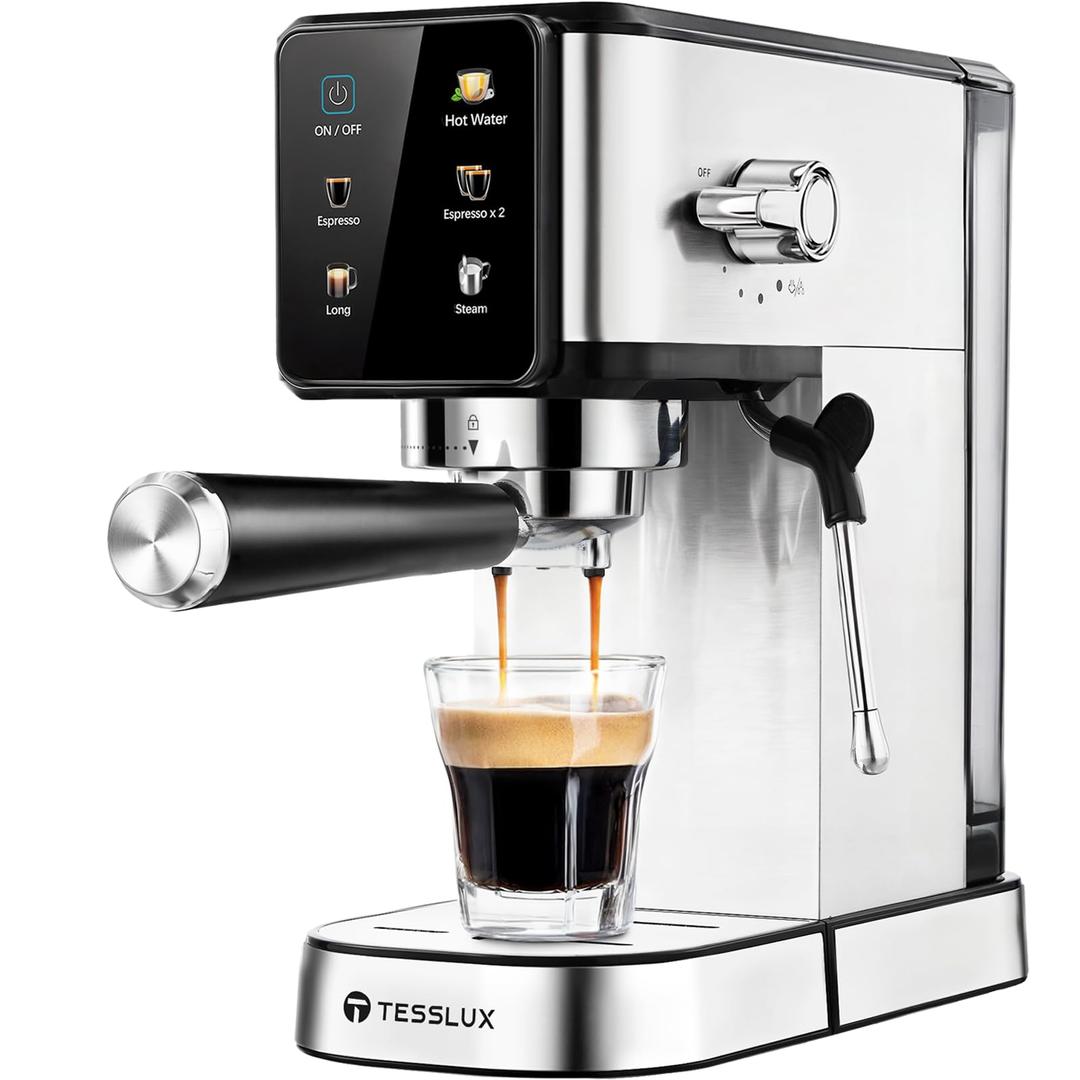 Espresso Machine 20 Bar, Dual Boiler Coffee Maker with Touch Control, Compact Espresso Maker for Home, Milk Frother Wand for Cappuccino & Latte