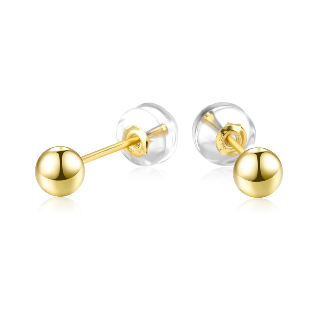 SISGEM18K Yellow Gold Ball stud Earrings for Women, Gold Post Earrings for Girls