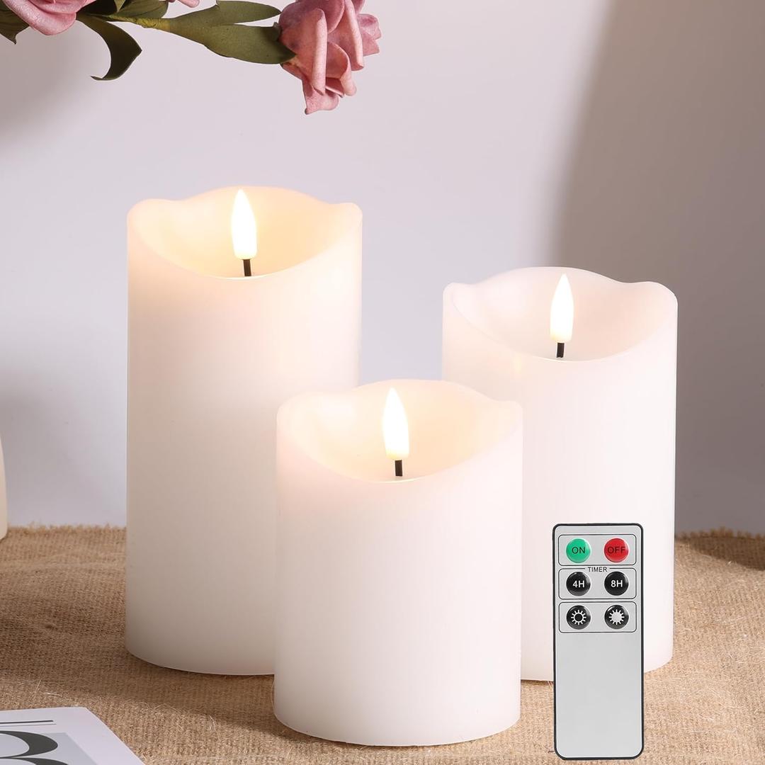 3 Pack Chargeable Flickering Flameless Candles with Remote and Timer, Flameless Votive Candles, Pure White Glass Flameless Candles, Realistic LED Candles, for Festival Wedding Home Party Decor (3 Pcs)