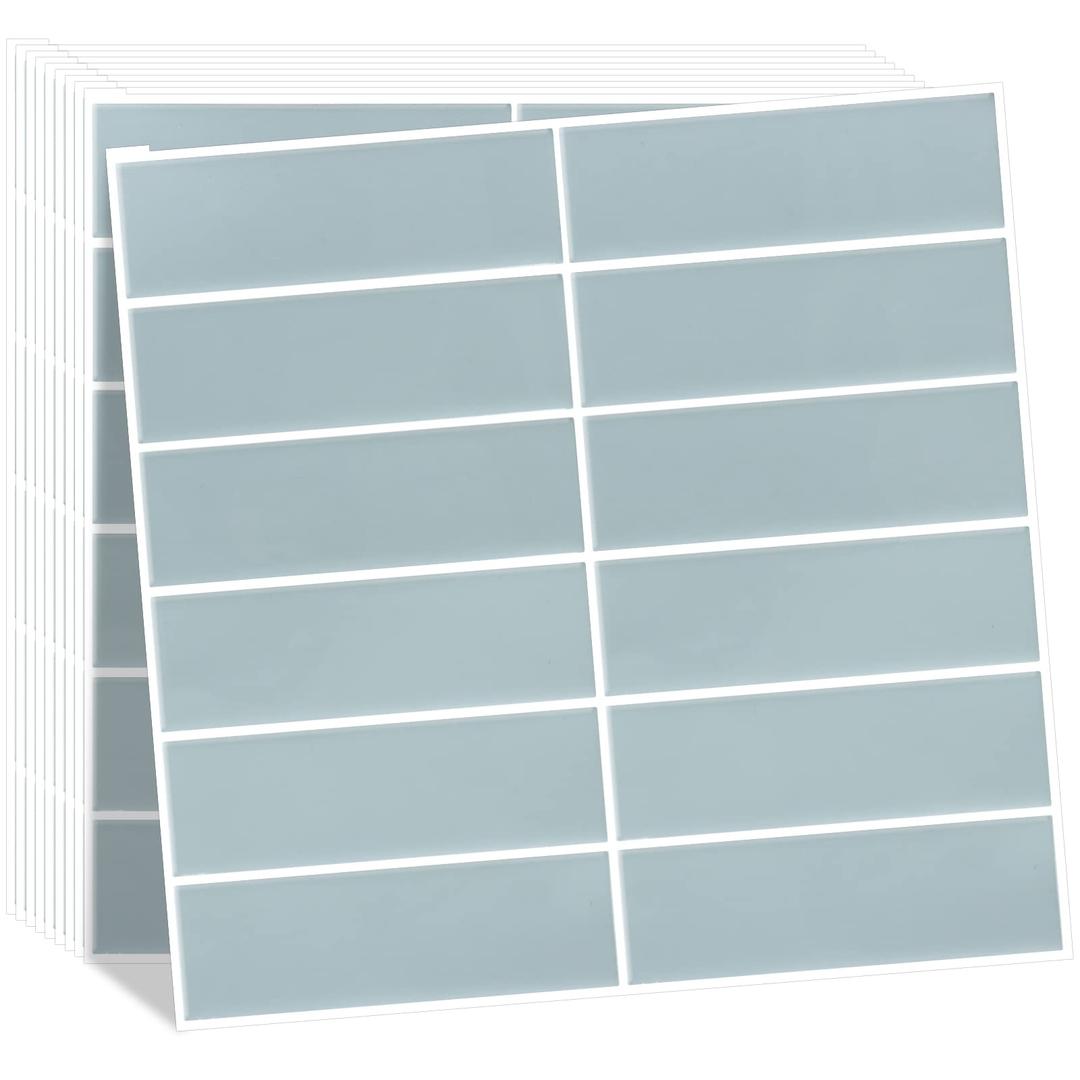 Backsplash Tile for Kitchen Peel and Stick, New Upgrade Self Adhesive 12" x 12" Peel and Stick Backsplash for Kitchen, Stick on Tiles for Backsplash Kitchen and Bathroom, Airy Blue (10-Sheet)