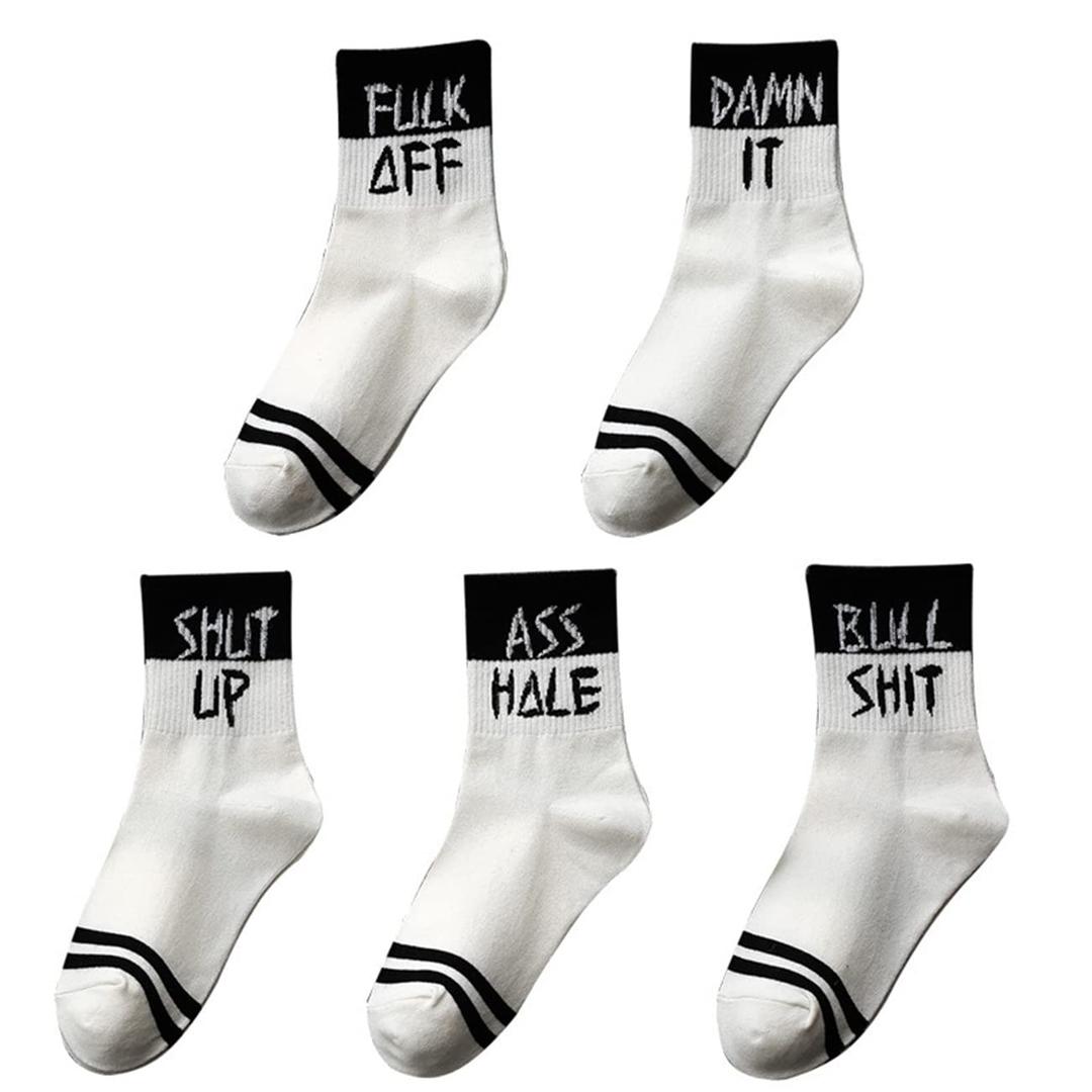 Unisex Letter Print socks, Rude Language Socks Athletic Socks Casual Fashion Hip Hop Sports Cotton Tube Sock Gift