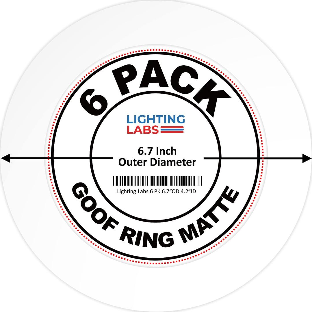 6 Pack Matte White Goof Trim Ring for 4" Inch Recessed Can Lighting Down Light, Outer Diameter 6.7 Inches, Inner Diameter 4.2 Inches