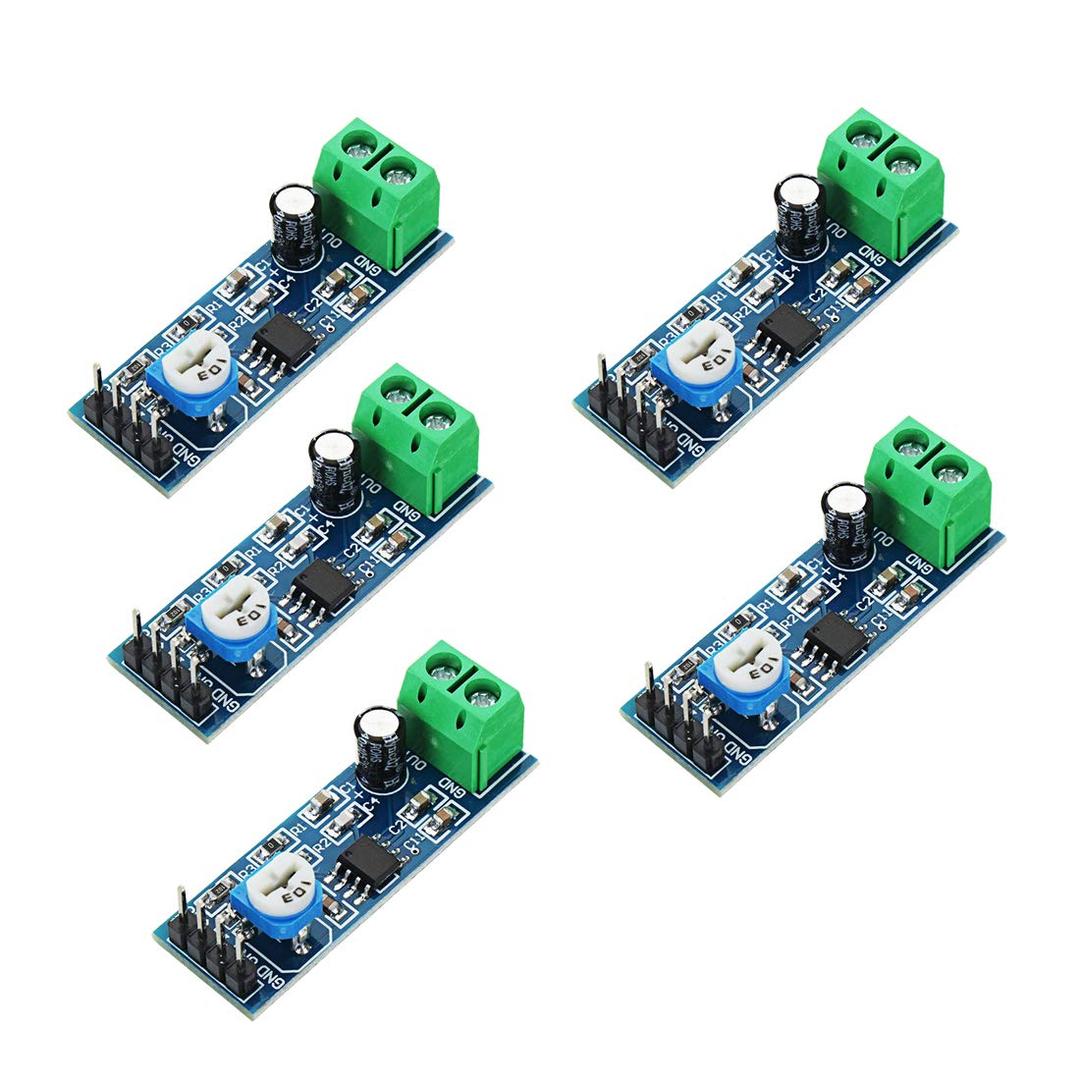 HiLetgo 5pcs LM386 Mono Audio Amplifier Module 200 Times AMP Solo 5V-12V 10K Adjustable