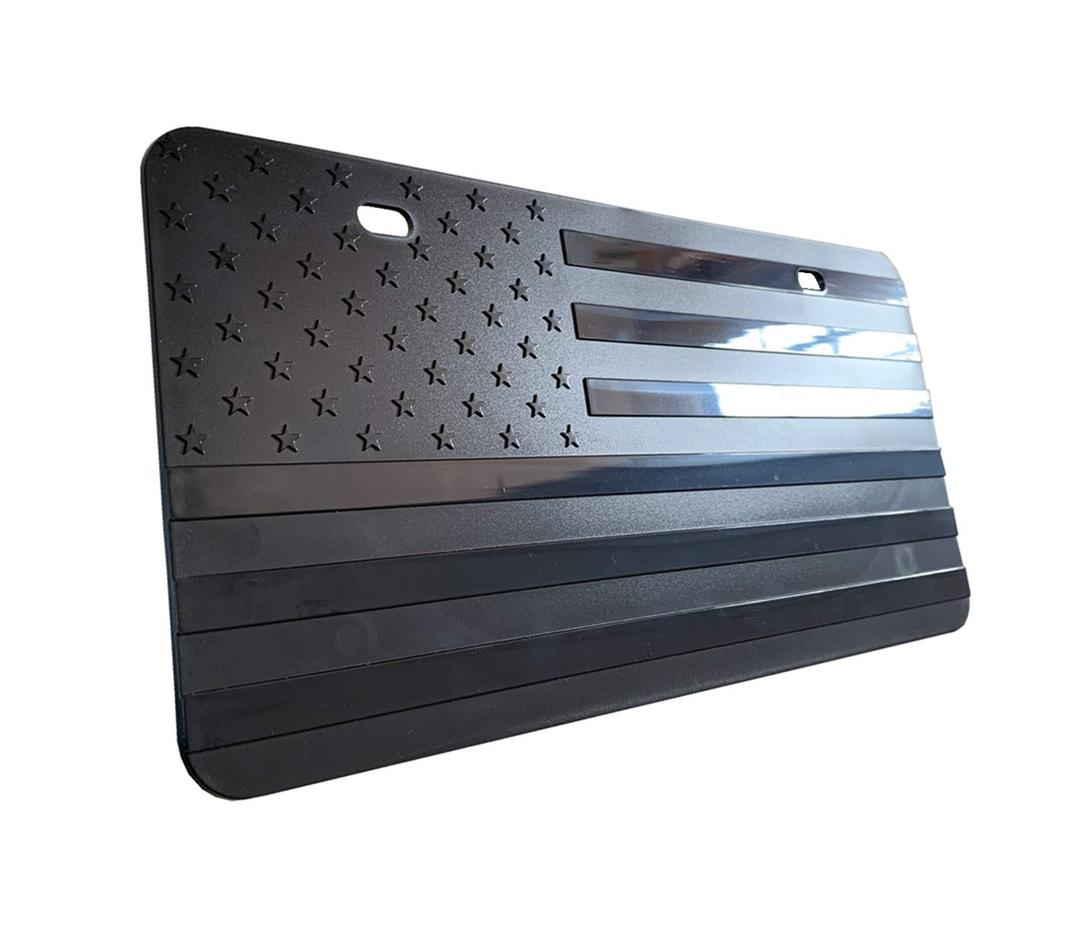 Generic Embossed American Flag License Plate Premium Quality Thick Durable Novelty USA Patriotic,black