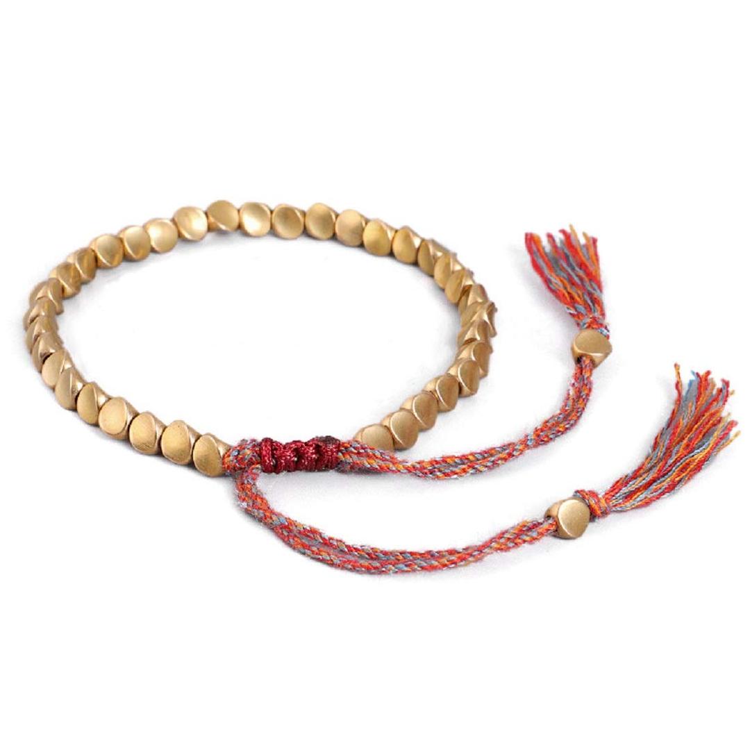 Tibet Bracelet Handmade Copper Beads Buddhist Braided Cotton Lucky Rope Bracelet Wrist Jewelry Unisex