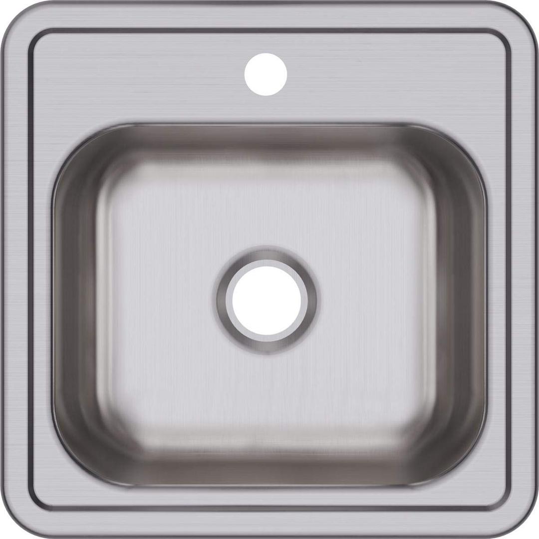 ElkayD115151 Dayton Single Bowl Drop-in Stainless Steel Bar Sink 15 x 15 with 2" Drain Hole