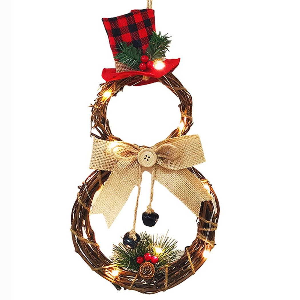 SalLady Christmas Wreath LED Lighted Hanging Front Door Wreath Xmas Holiday Wreath Home Decor with Bowknot Festival Office Cute Realistic Winter