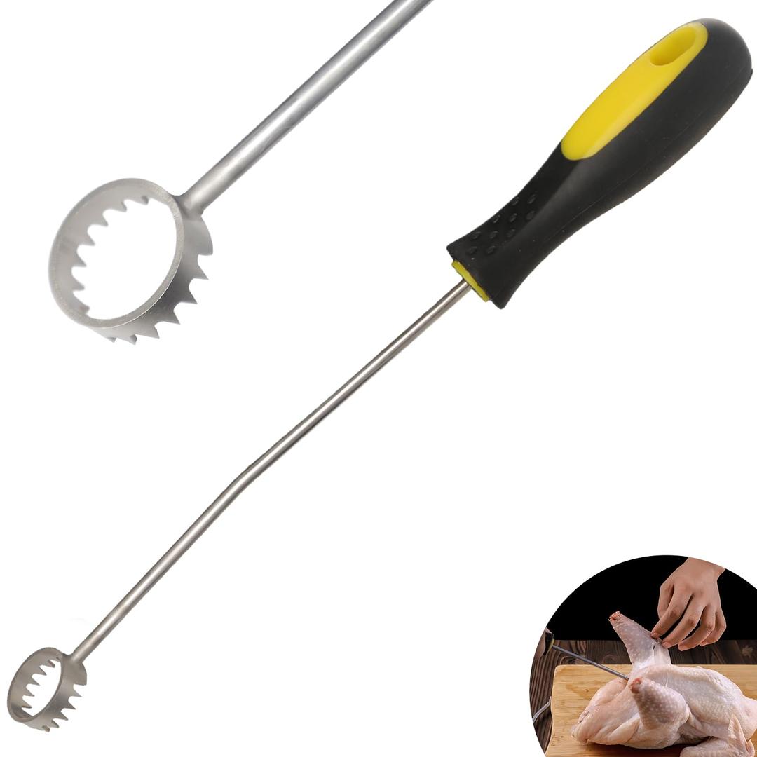 Stainless Steel Lung Remover, Rubber Handle, Comfortable Grip, Efficient, Reliable Tool Head with Great Grip, Chicken Slaughter Equipment That Improves Efficiency, Easy to Clean