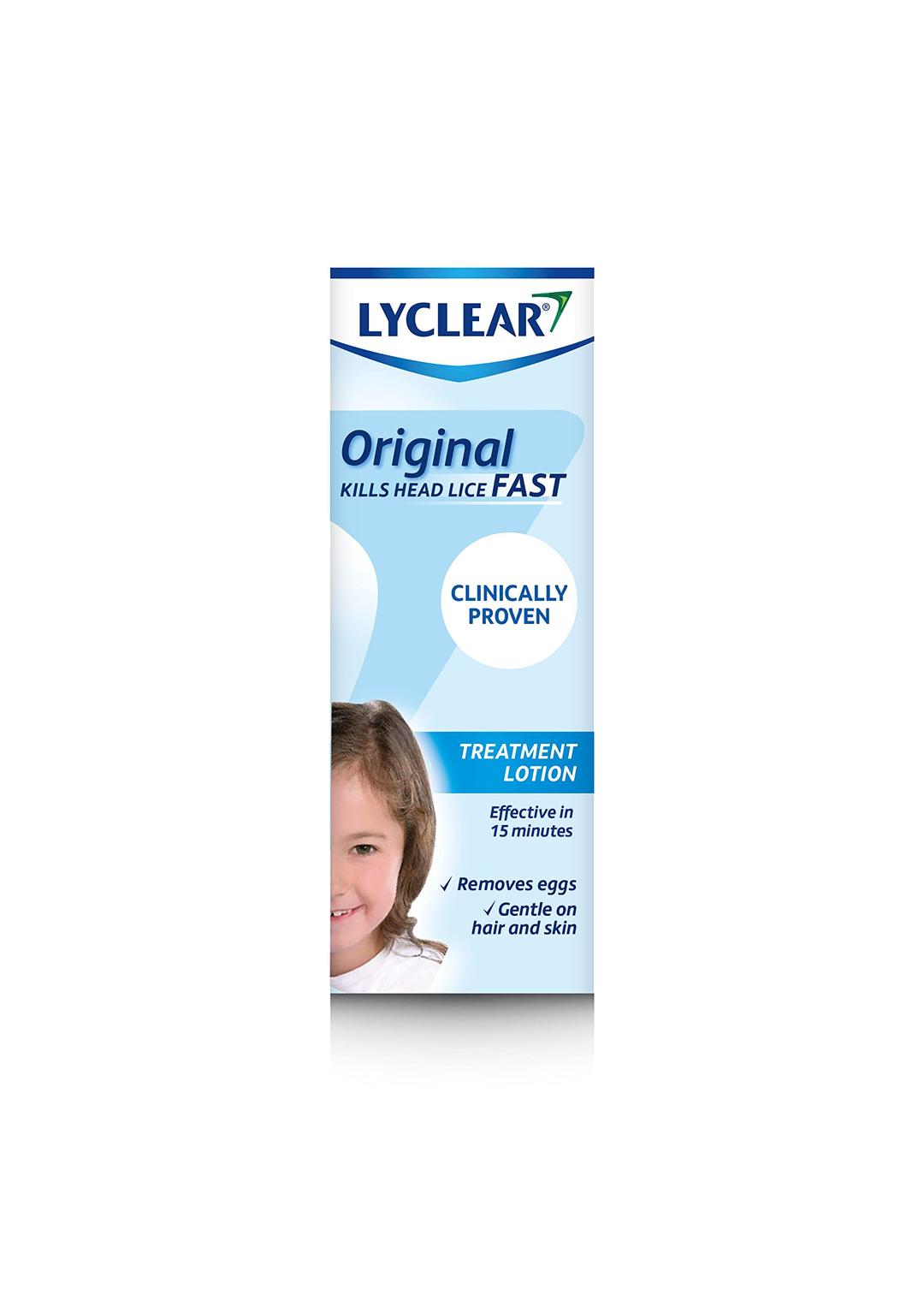 Lyclear Original Lotion Head Lice Treatment + Head Lice Comb – Kills Head Lice & Eggs – Easy to Apply - Effective in Just 15 Minutes – 100 ml Lotion Format