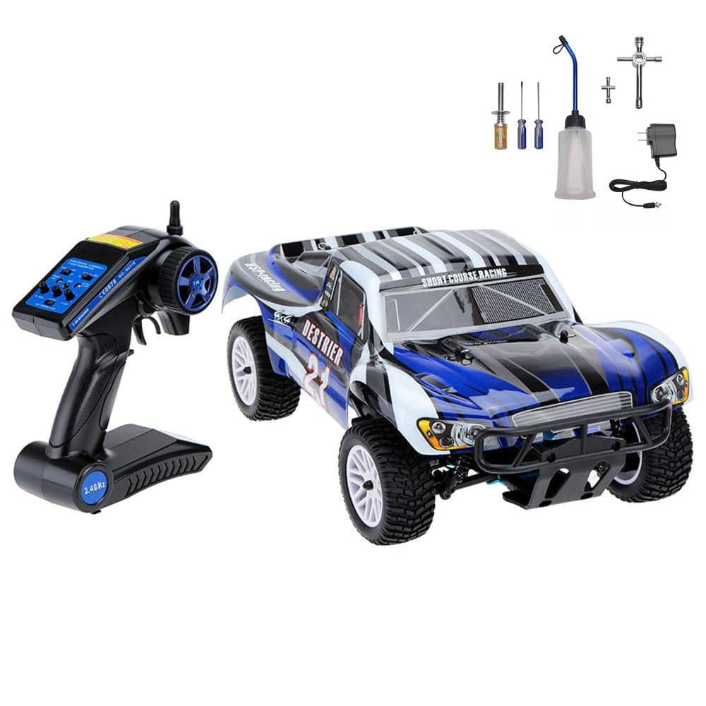 1/10 Nitro RC Truck for Adult Two Speed RC Car Rock Crawler 4WD Remote Control Car Nitro Gas Power Off Road Short Course Truck with Igniter, Methanol Fuel RC Climbing Vehicle Buggy