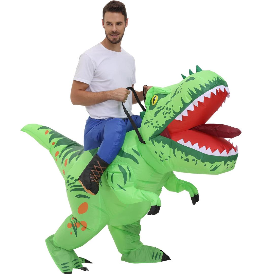 MT MENGTONGMT MENGTONG Dinosaur Costumes for Adults,Inflatable Funny Halloween Costumes for Men/Women,Blow Up T rex costume,Dinosaur Rider Costume