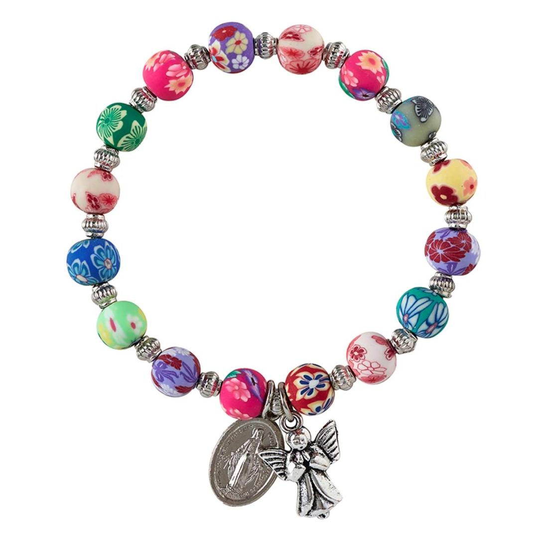 Guardian Angel Colorful Bead Bracelet, 7 1/2 Inch