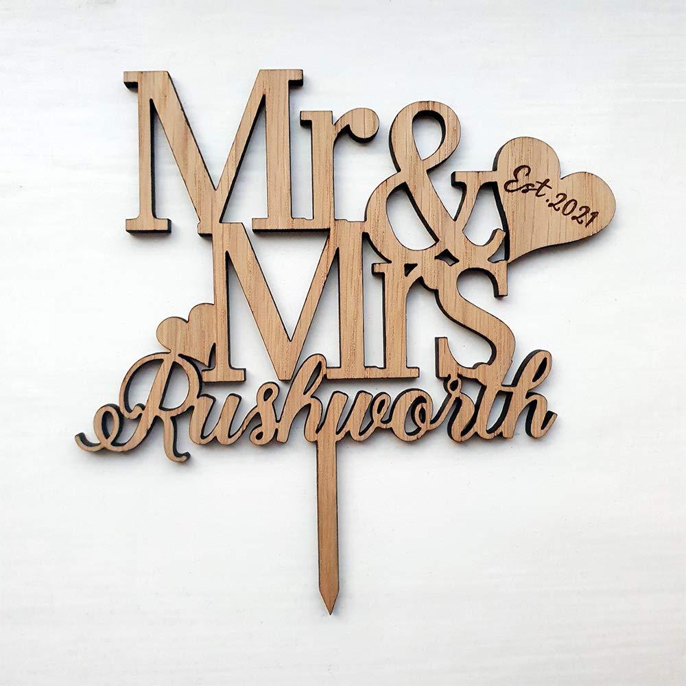 Personalised Oak Wooden Wedding/Anniversary Cake Topper/Perfect for a Wedding or Anniversary