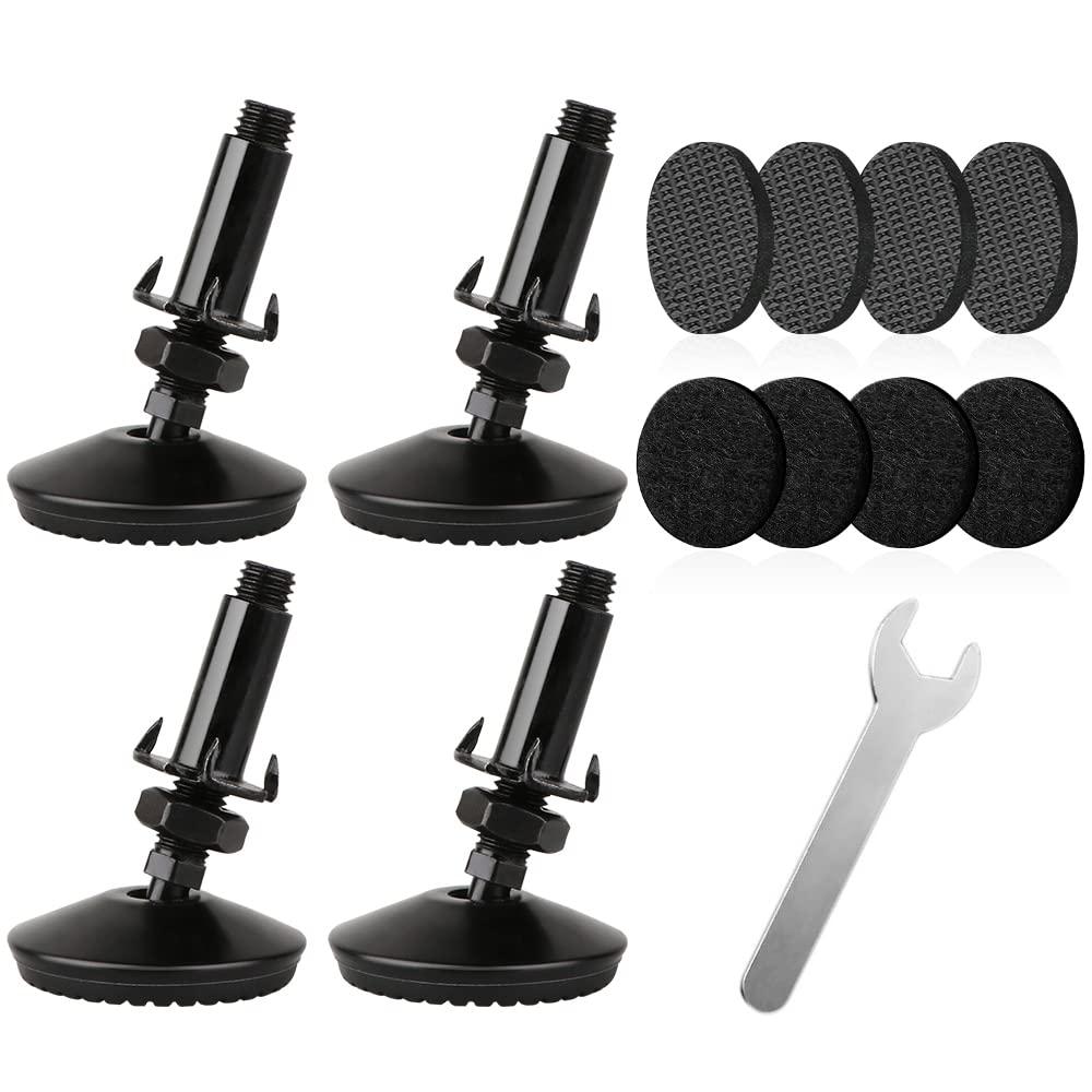 4 Set Swivel Adjustable Leveling Feet, Heavy Duty Height Adjuster Furniture Leveler Foot With T Nut Bolt, Screw On Cabinet Table Workbench Chair Self Levelers Leg (2" Base Dia, 2" Thread Length Black)