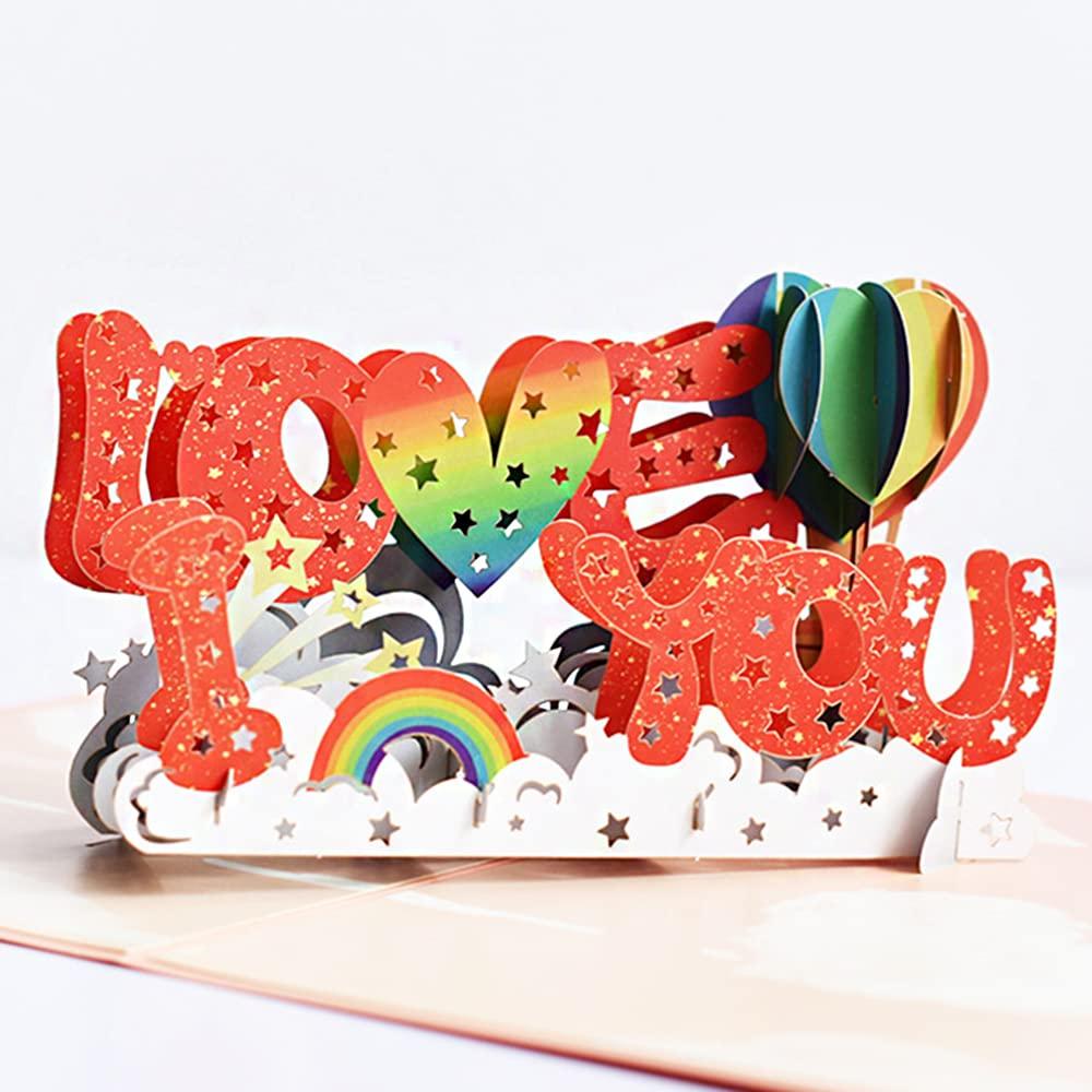 Love Pop Cards Valentines Day, 3D Popup Card Pop Up Card Pop Up Anniversary Cards for Husband Couple Parent Anniversary Cards for Wife Birthday Card Greeting Card Lovepop Cards (I love you)