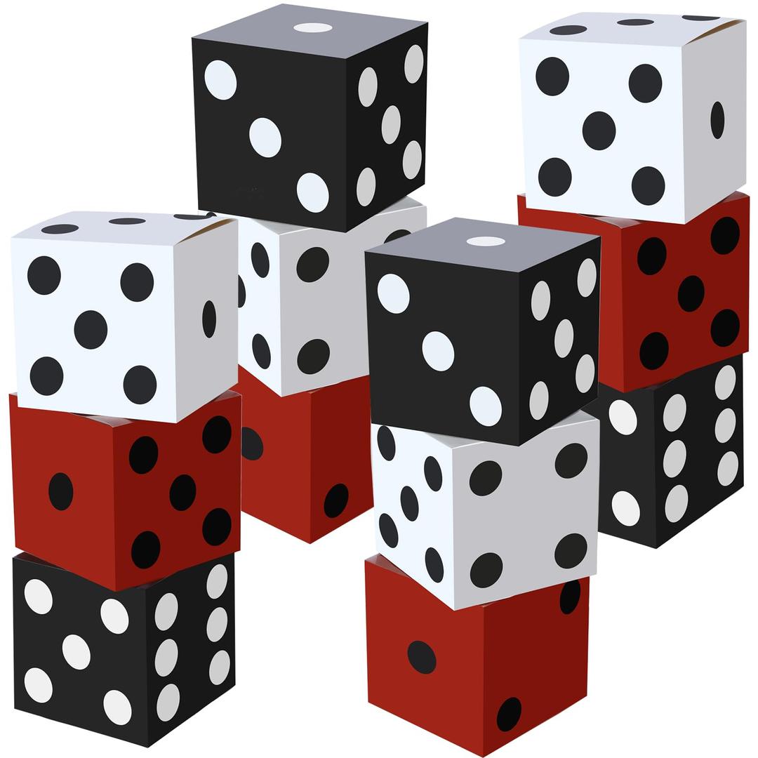 Ctosree 12 Pcs Dice Favor Boxes 11 in Casino Theme Party Decorations Large Jumbo Dice Vegas Party Decorations for Game Night Las Vegas New Year Graduation Prom Party Supply(Black, White, Red)