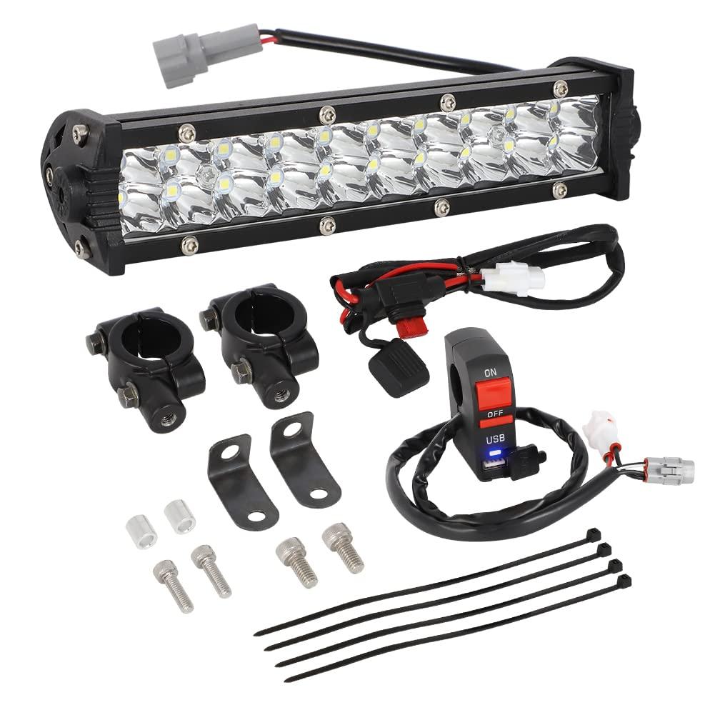 AUTOVIC Light Bar Kit, Motorcycle Front Light Bar with USB Socket Charger Switch Bright for Honda CRF110 KLX110 TTR110 YZ250F Dirt Bike Plug And Play