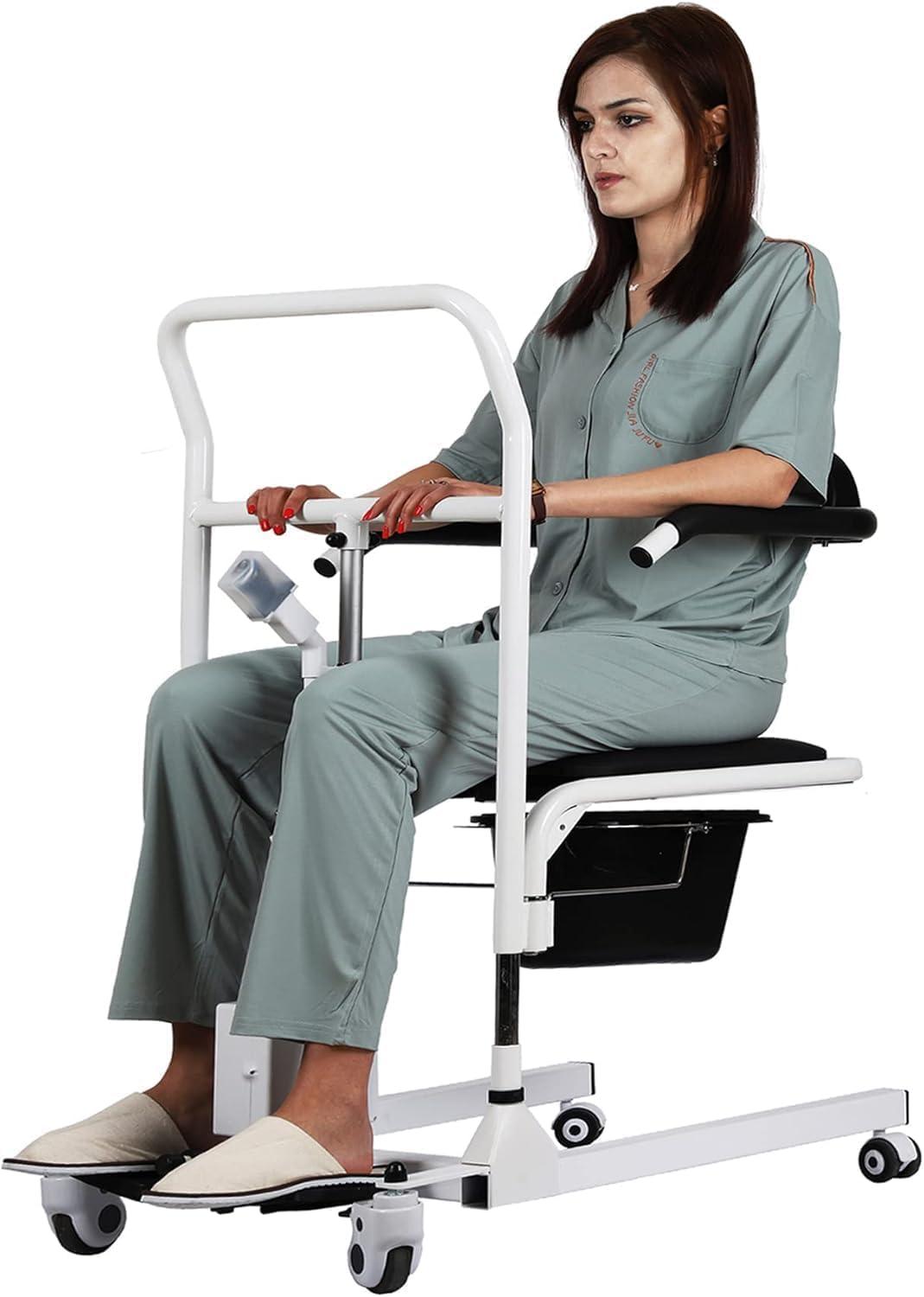 Electric Patient Lift Transfer Chair, Portable Transfer Lift Wheelchair for Home Lift Transfer Chair Transfer Lift Chair with Bedpan, Transfer Chairs for Seniors Disabled