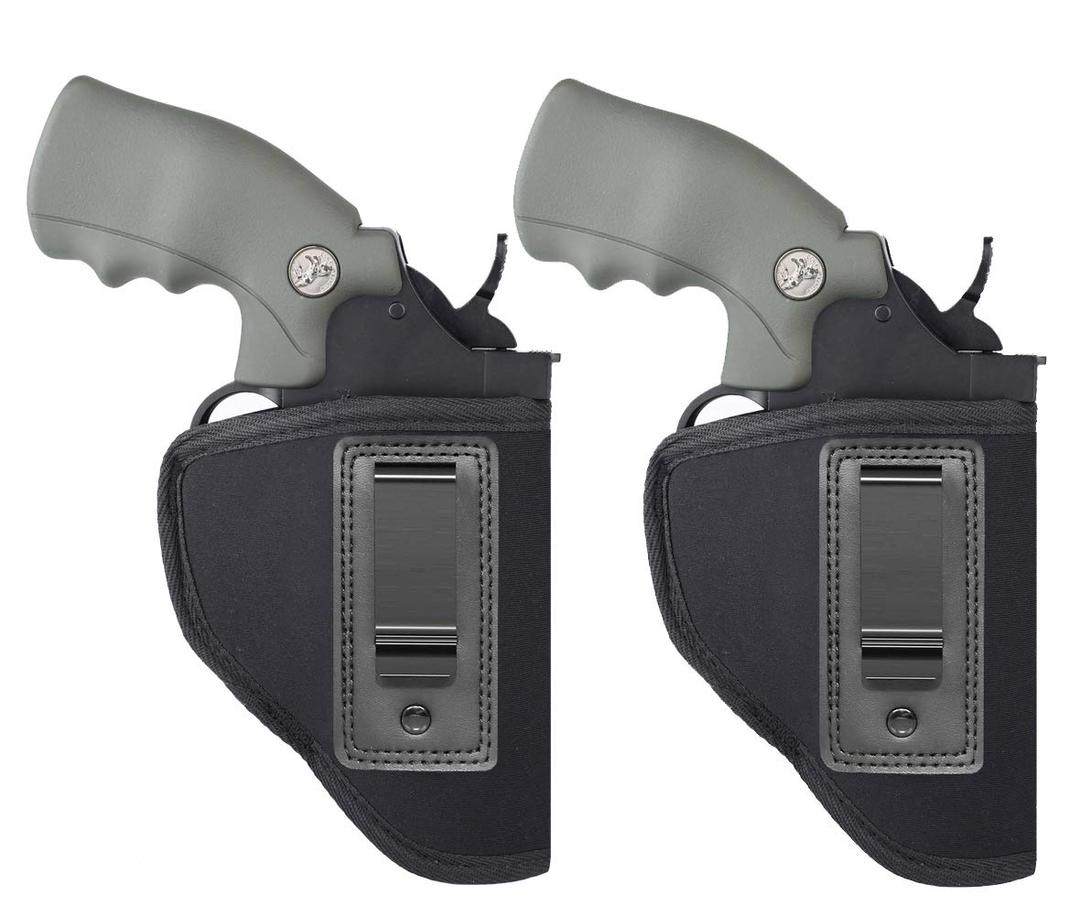 2-Pack Revolver Holster Carry Inside or Outside The Waistband | Fits Most J Frame Revolvers/Ruger LCR/Smith & Wesson Body Guard/Taurus/Charter/Most .38 Special Type Guns