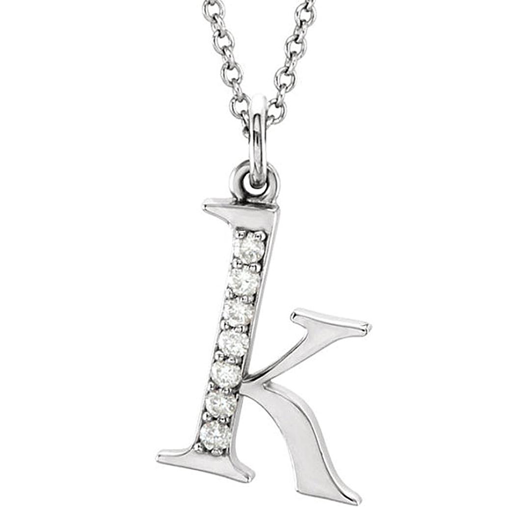 0.05 Carat (ctw) 10K Diamond Lowercase Letter 'a' to 'z' Initial Pendant (Gold Chain Included), White Gold