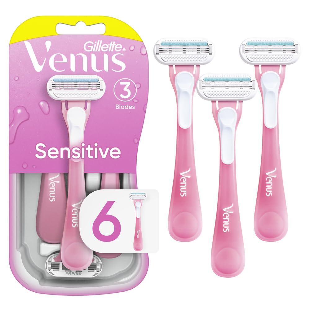 Gillette VenusSensitive Disposable Razors for Women with Sensitive Skin, 6 Count, Delivers Close Shave with Comfort