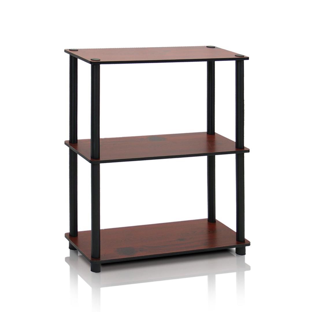 Furinno Turn-N-Tube 3-Tier Compact Multipurpose Shelf Display Rack, Dark Cherry