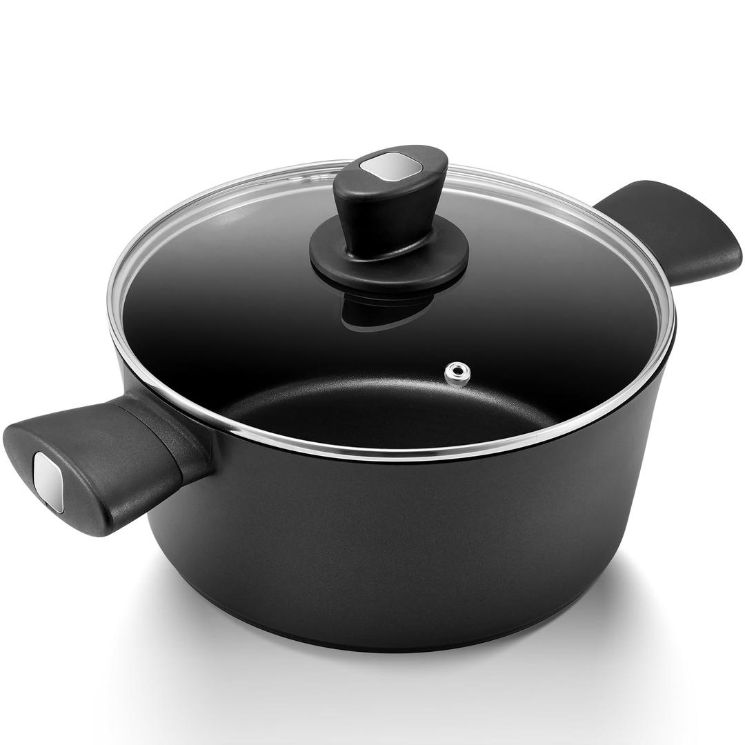 Nonstick Pot with Lid, Induction Saucepan 24cm/4.5L, Cooking Pot, Stock Pot, Soup Pot with Anti-Scald Handle, Easy Cleanup