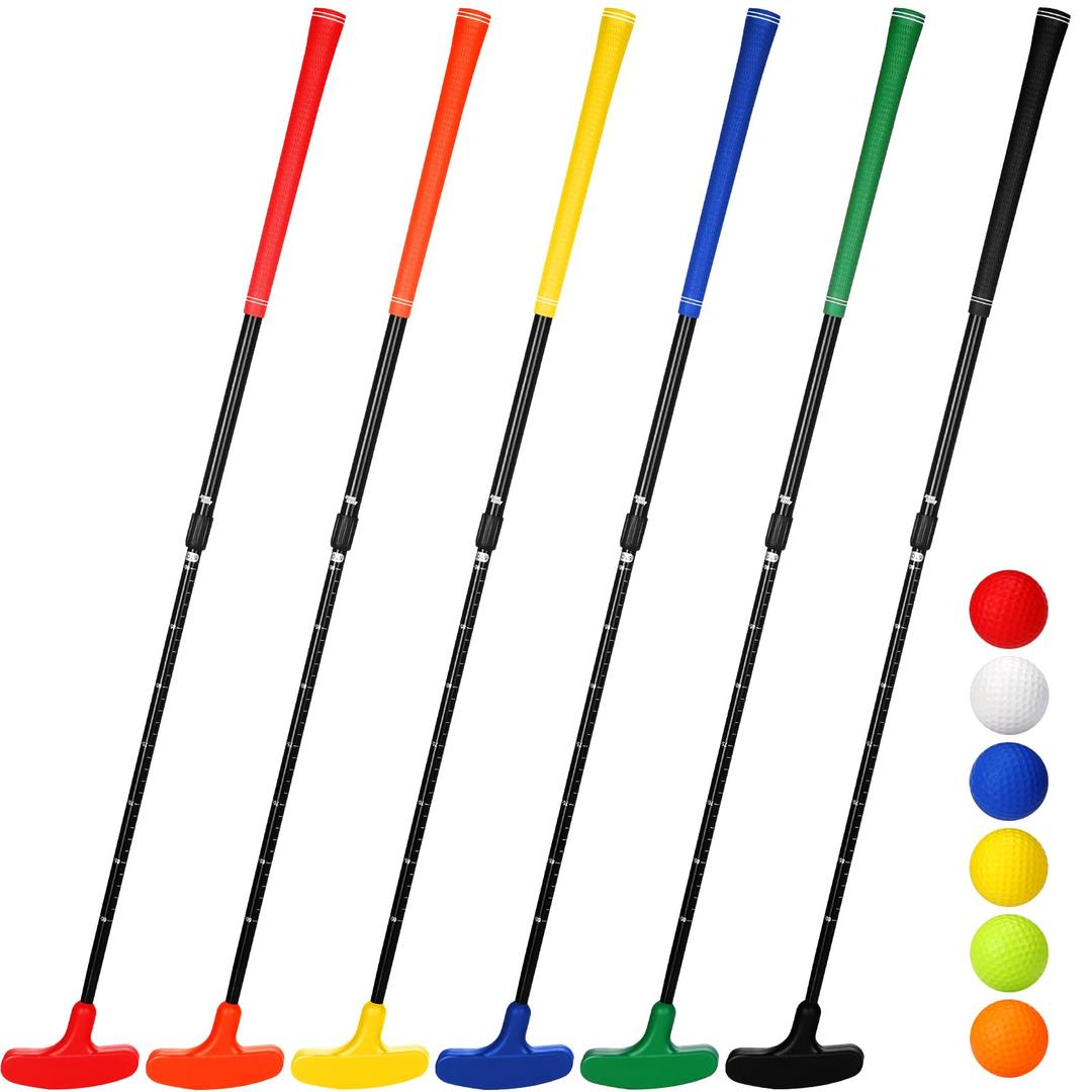 Wettarn 6 Set Golf Putters for Men and Women Two Way Mini Golf Putter with 6 Golf Balls Kids Putter Bulk for Right or Left Handed Golfers Adjustable Length Golf Clubs Set