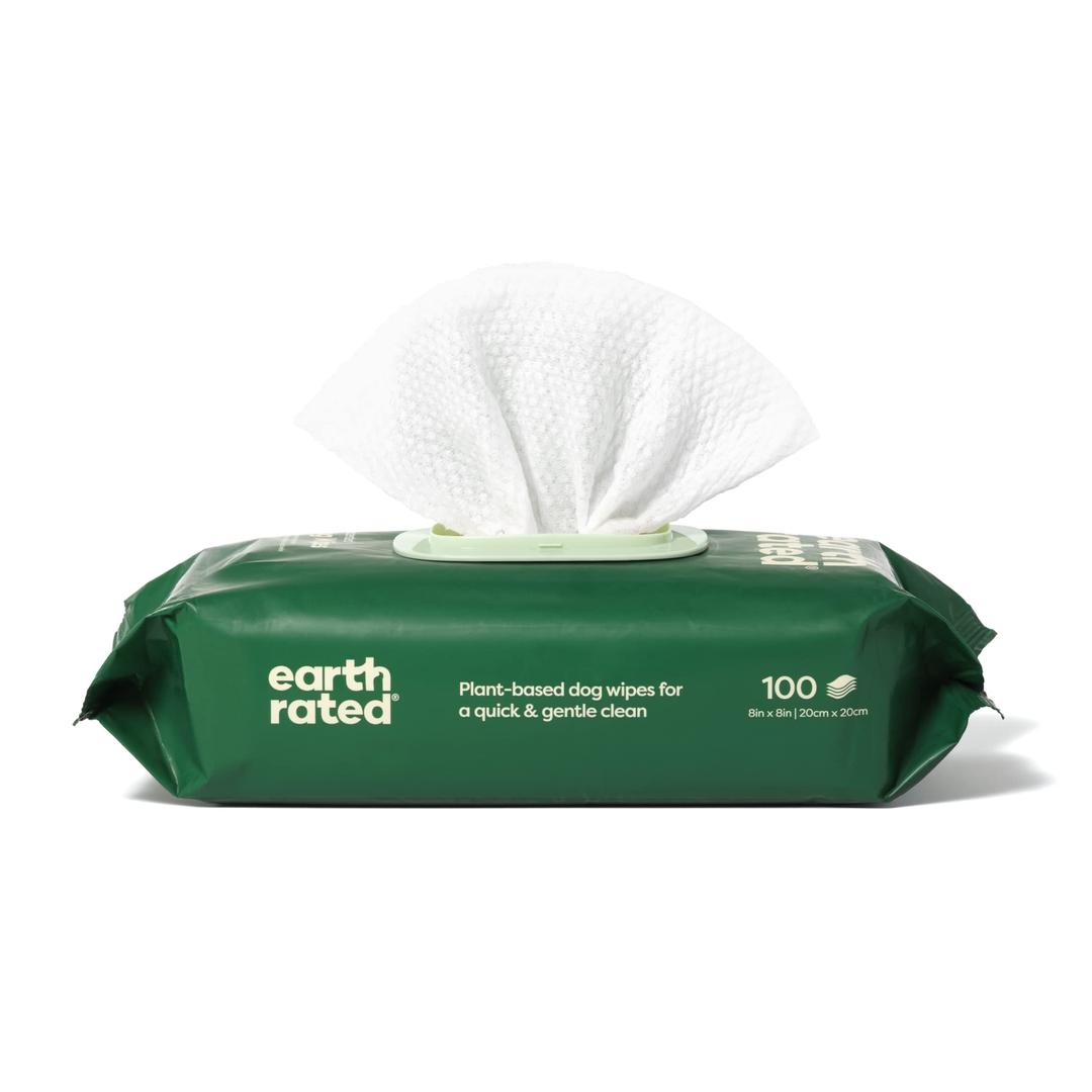 Earth Rated Textured Pet Wipes for Dogs & Cats, Cleaning and Odor-Controlling Grooming Wipes for Paws, Body, and Butt, Unscented, 100 Count