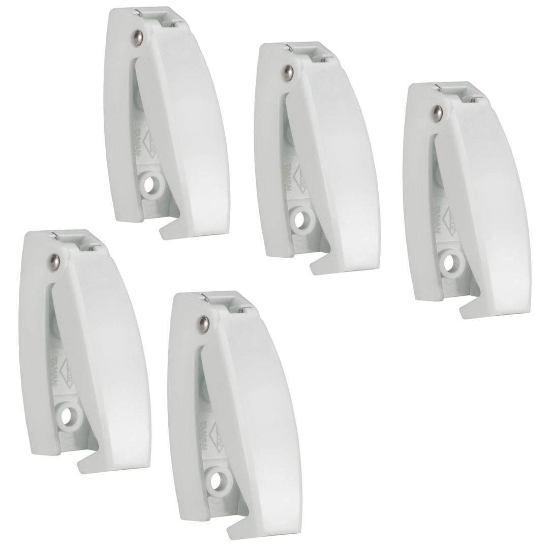 RecPro RV White Rounded Baggage Door Catch Compartment Clips Latch | Camper Trailer Motor Home (5 Pack)