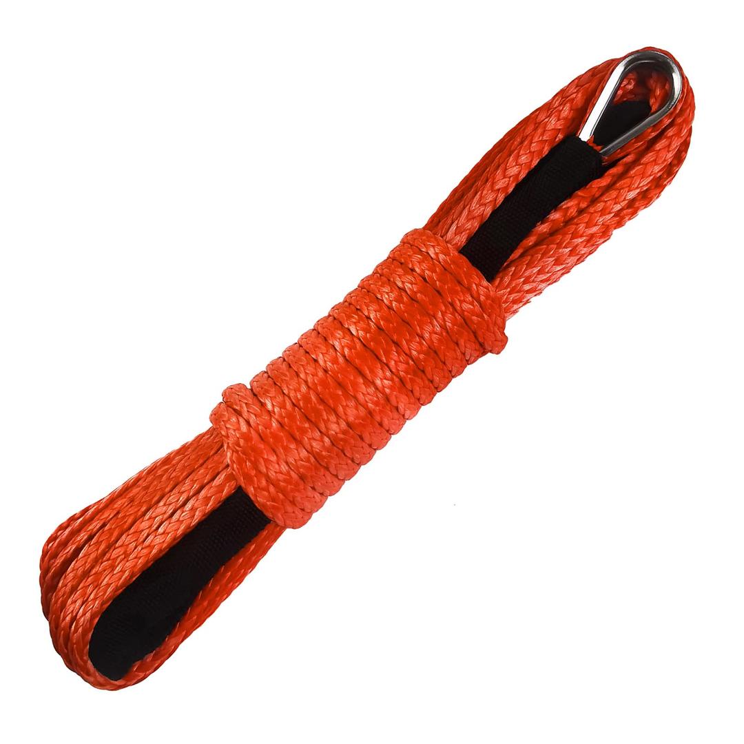 TOUGH 1/4" x 50 ft 10,000LBs Synthetic Winch Line Cable Rope with Black Protecing Sleeve for ATV UTV Winches Truck Boat (Orange)