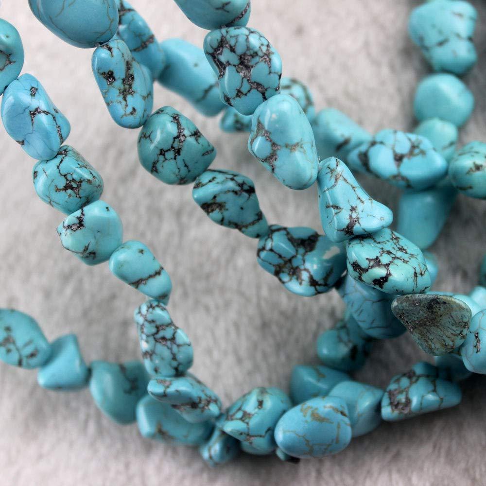 Blue Turquoise Gemstone Irregular Stone 11-14mm Freeform Loose Beads for Jewelry Making 15 Inch (28-32pcs)