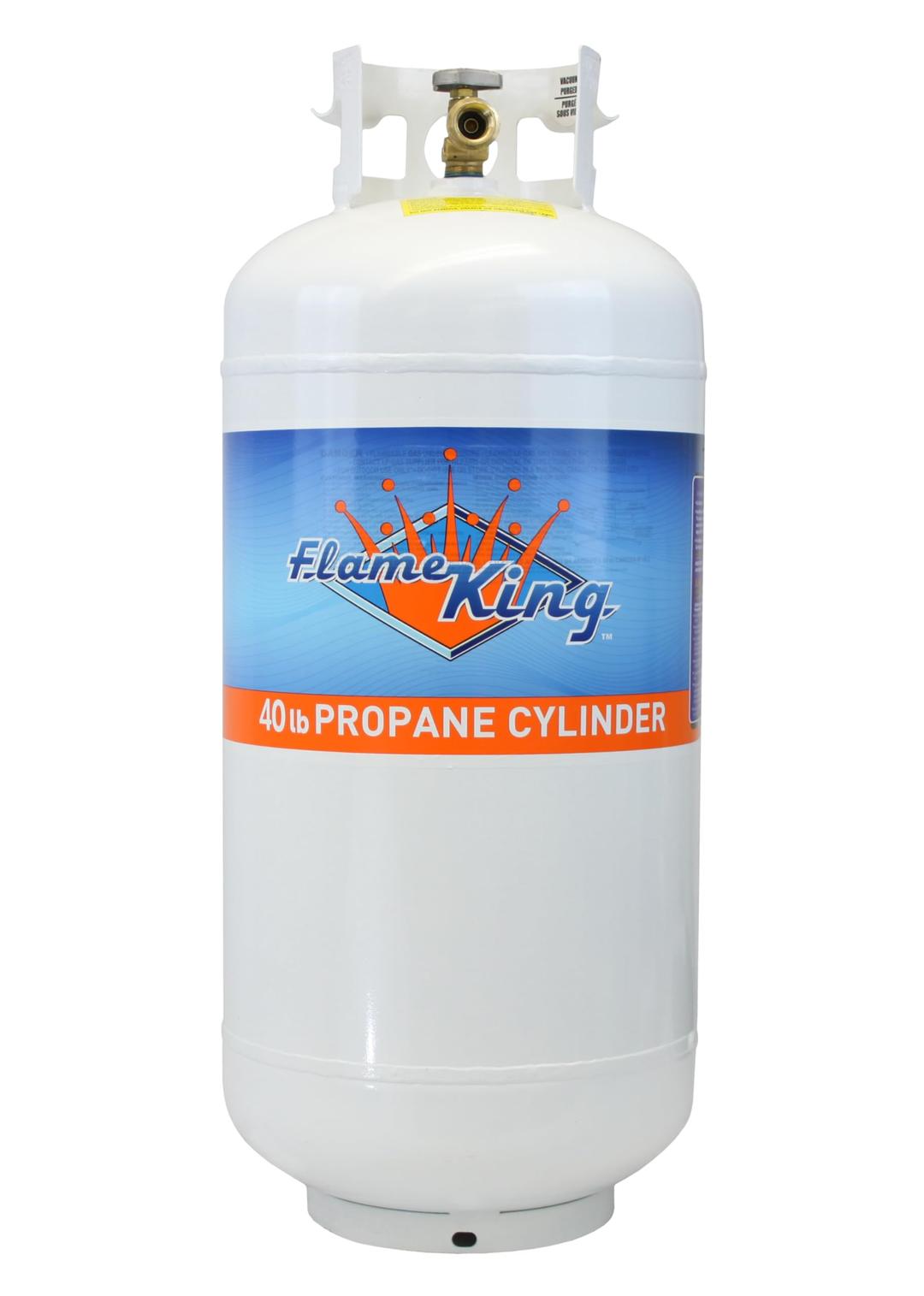 Flame King YSN401 Steel Propane Tank Cylinder With Overflow Protection Device Valve, 40 Lb, White