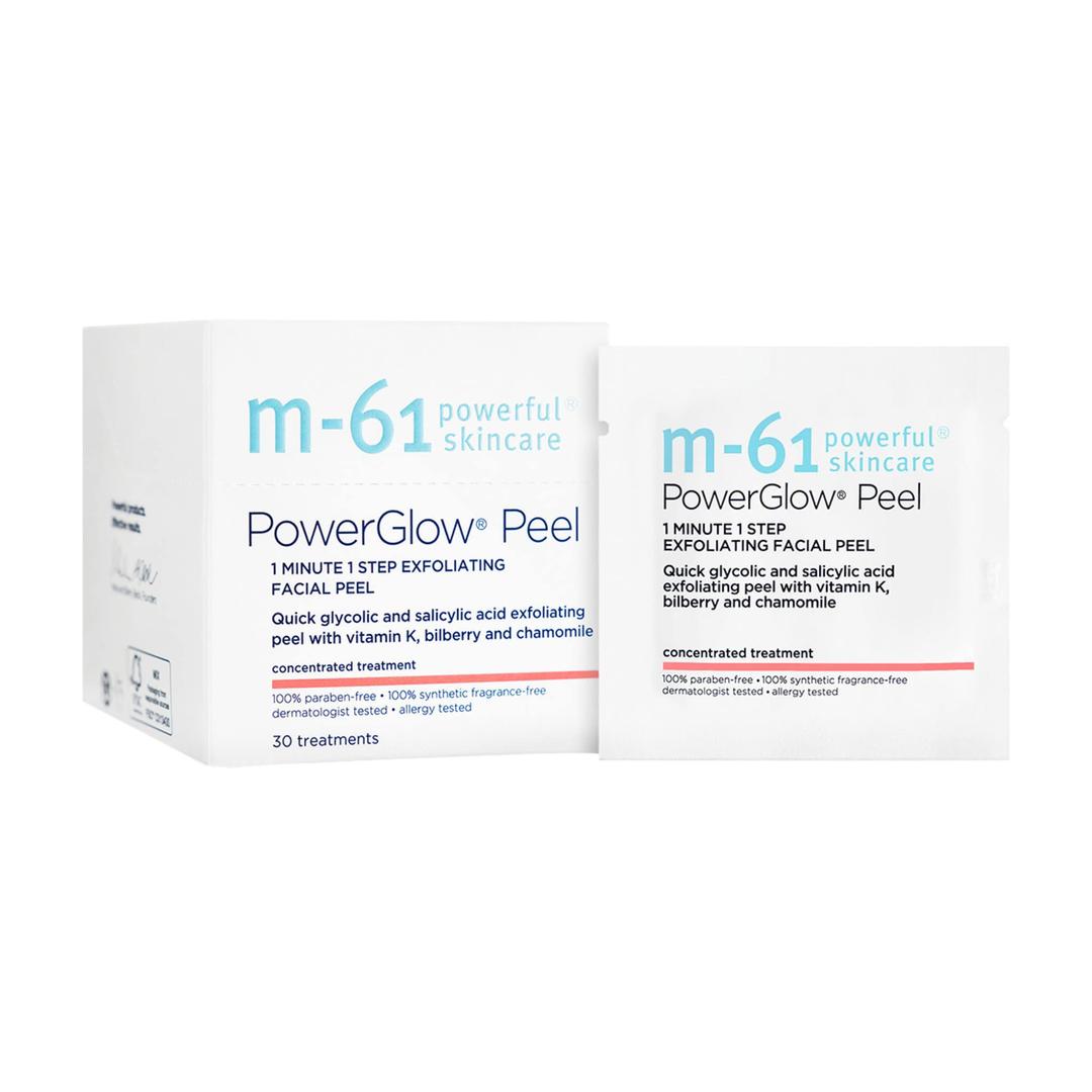 m-61PowerGlow® Peel- 30 Treatments- 1-minute, 1-step exfoliating glow peel with glycolic, vitamin K & chamomile