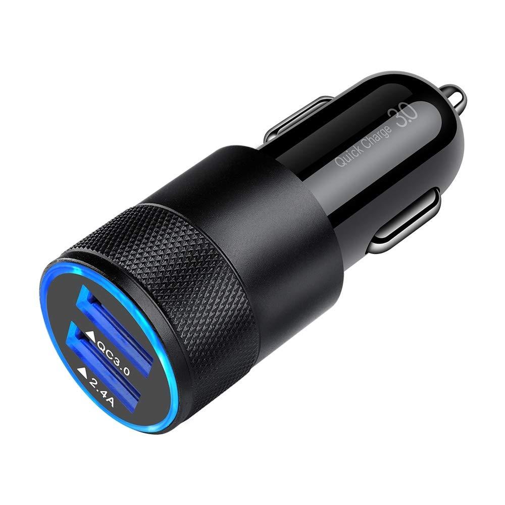 Fast Car Charger, Quick Charging 5.4A/30W Phone USB Adapter Rapid Plug 2 Port Cigarette Lighter Auto Charger Flush Compatible Samsung, Tablet, iPhone, iPad, LG, Automobile Charger