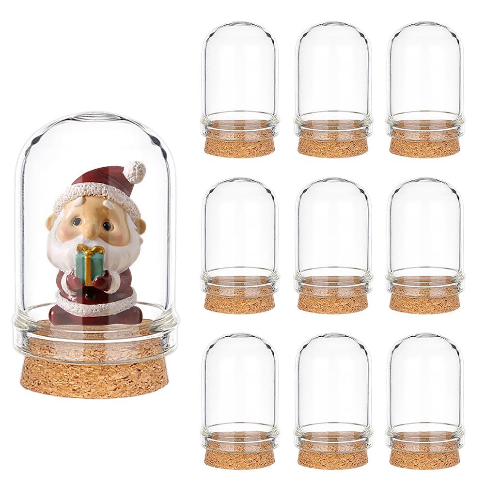 PH PandaHall 10pcs Cloche Bell Jar, Display Dome with Cork Base 8ml Mini Glass Bottles Dome Decorative Jars Display Case for Flower Storage Home Christmas Party Favor Decoration, 0.86x1.4inch