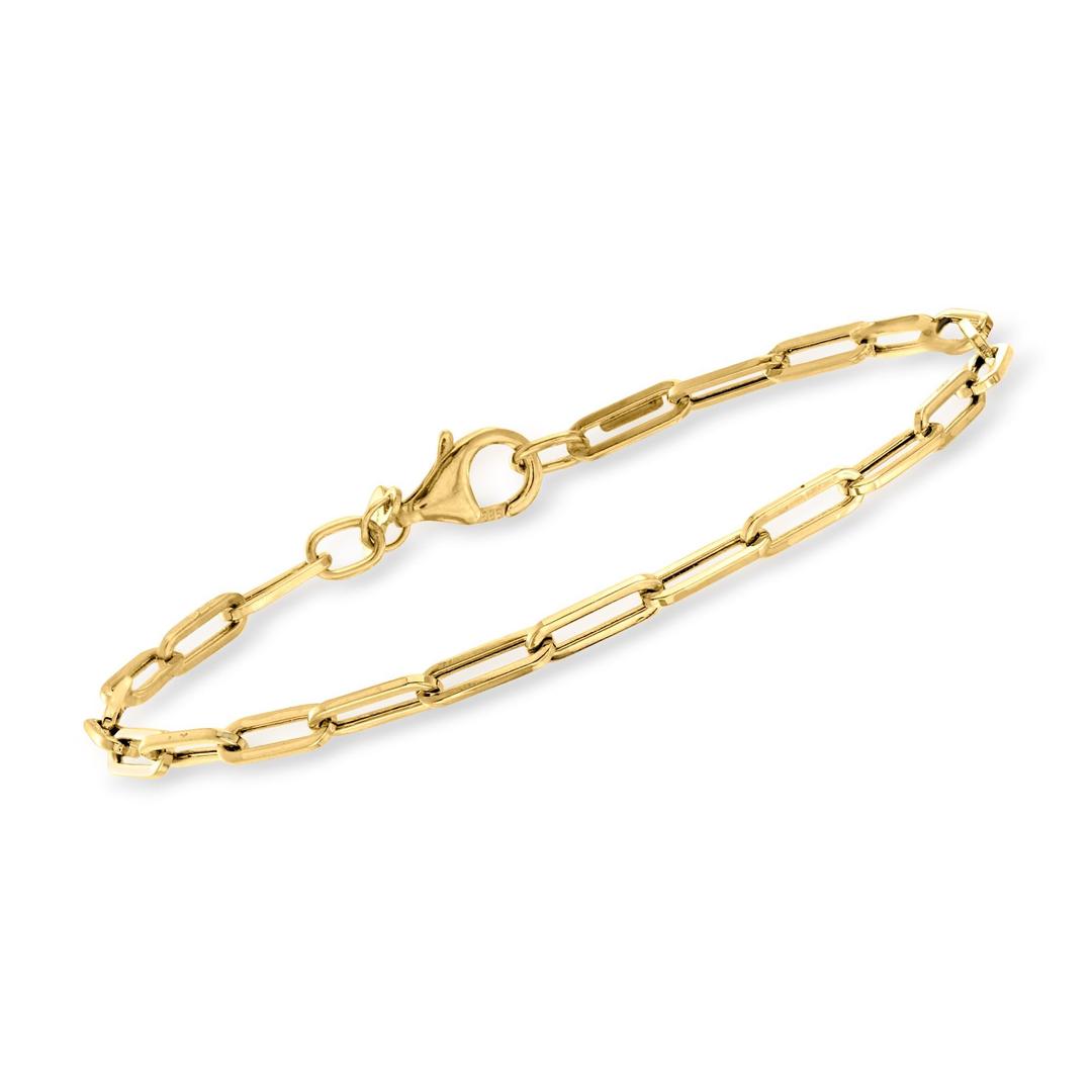 RS Pure by Ross-Simons Italian 14kt Yellow Gold Paper Clip Link Bracelet