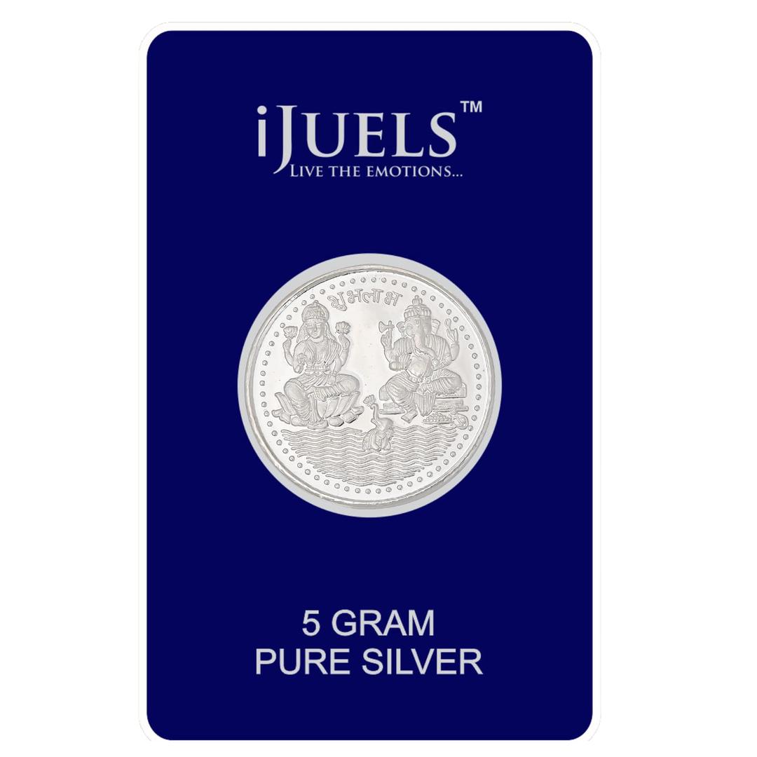 ijuels 999 Purity BIS Hallmarked and Certified Pure Silver 5 gm Coin blister Pack