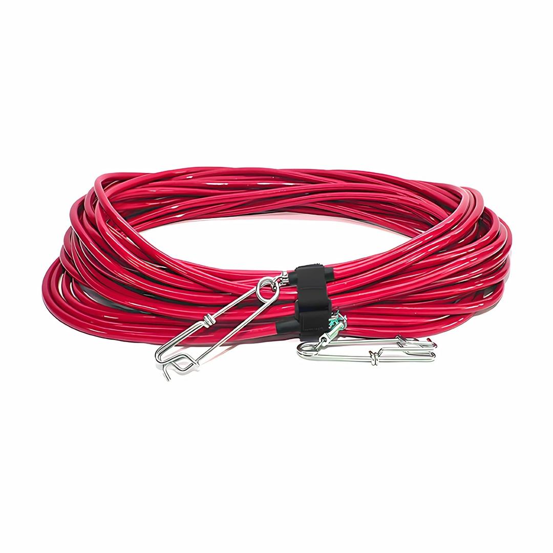 MIMIRACLE Heavy Duty Vinyl Float Line Assembly for Spearfishing and Freediving - High Visibility Red, 550 lb Test Strength, Stainless Steel Clips -50Ft