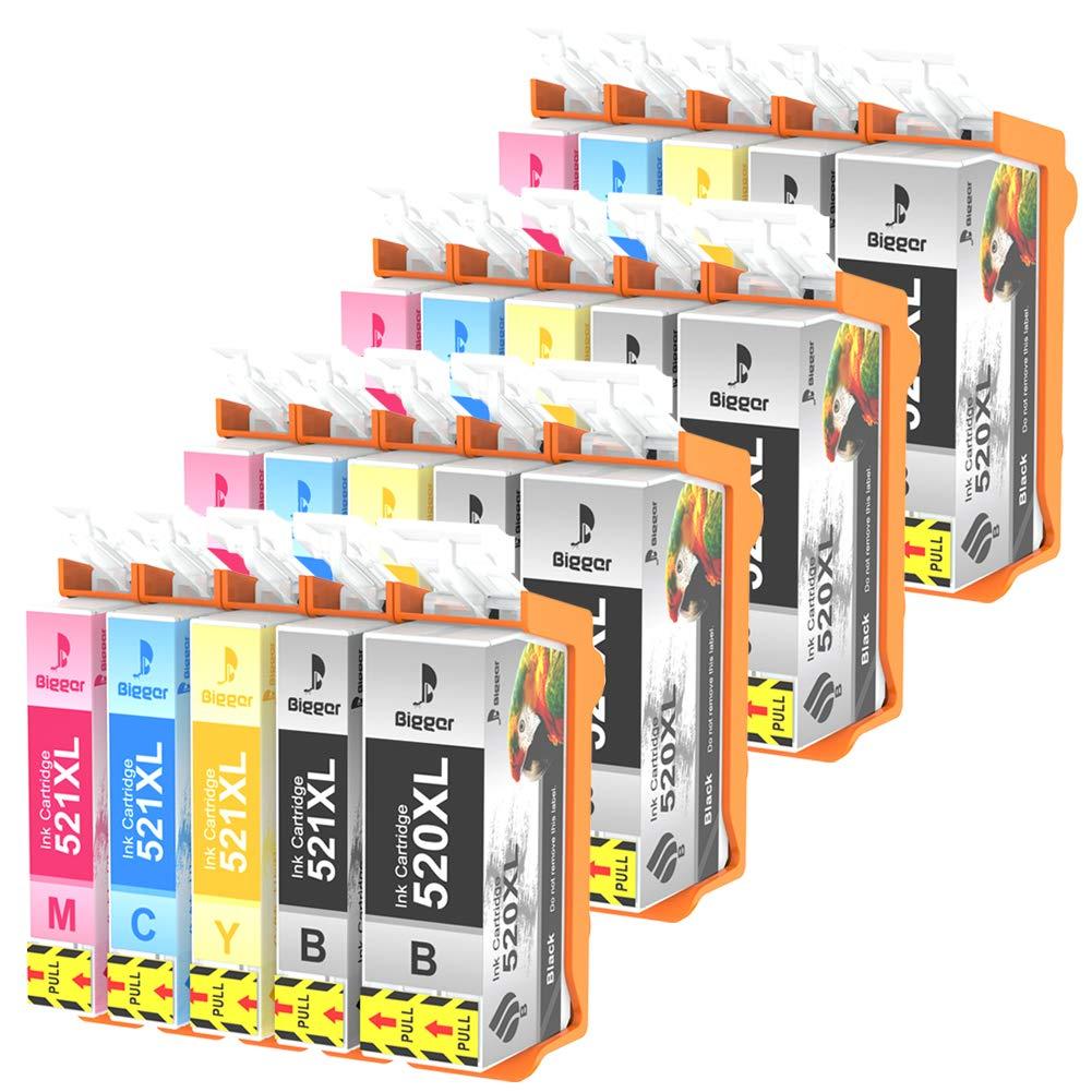 BIGGER Replacement for Canon PGI-520 CLI-521 Ink Cartridges to use with Canon Pixma MP540 MP560 MP640 MX870 iP3600 iP4600 iP4700 (4 PGBK, 4 Black, 4 Cyan, 4 Yellow, 4 Magenta, 20-Pack)