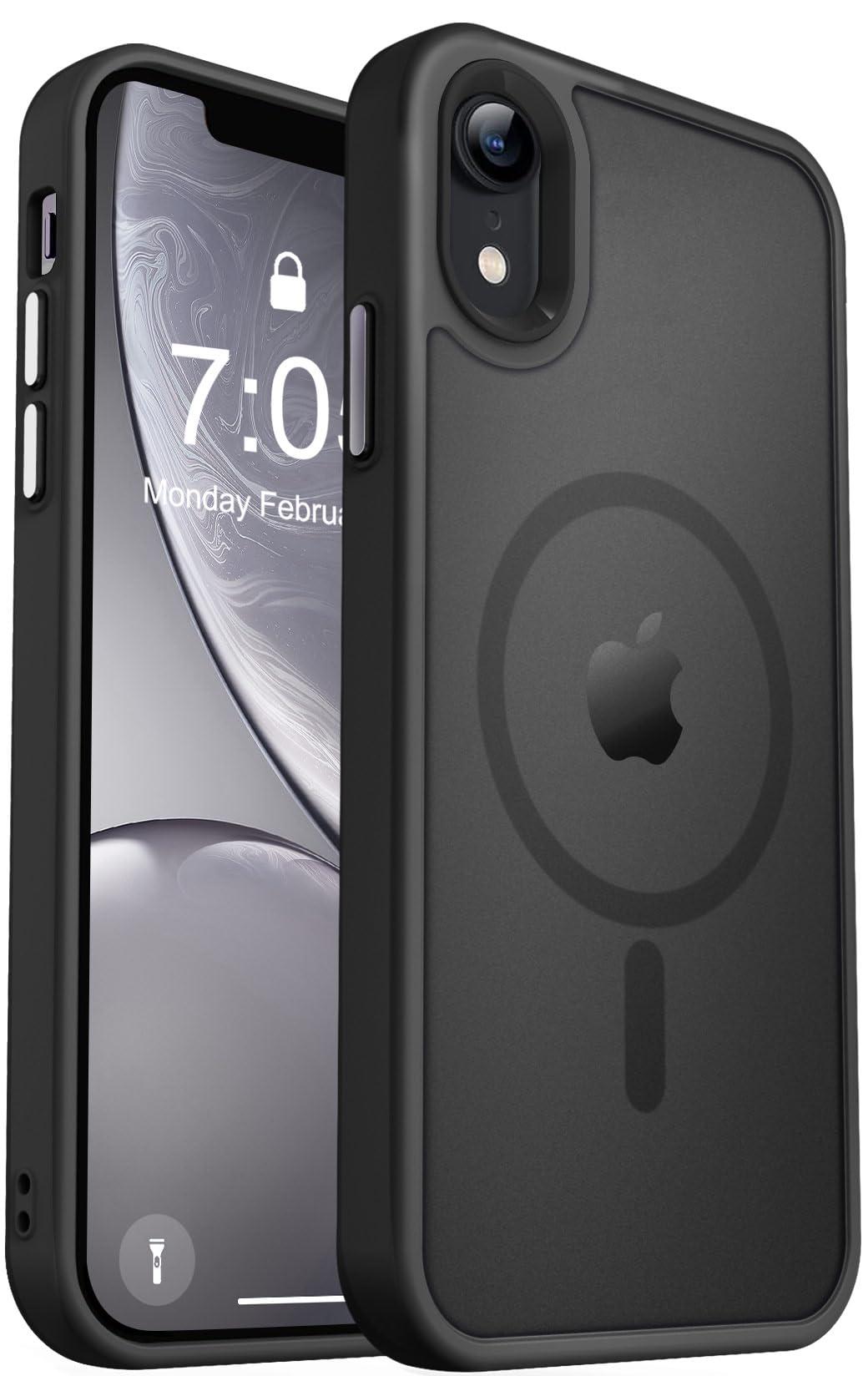 MOCCA Strong Magnetic for iPhone XR Phone Case, [Compatible with Magsafe][Mil-Grade Drop Protection] Slim Thin Translucent Matte Protective Cover Case for iPhone XR Case 6.1'', Black