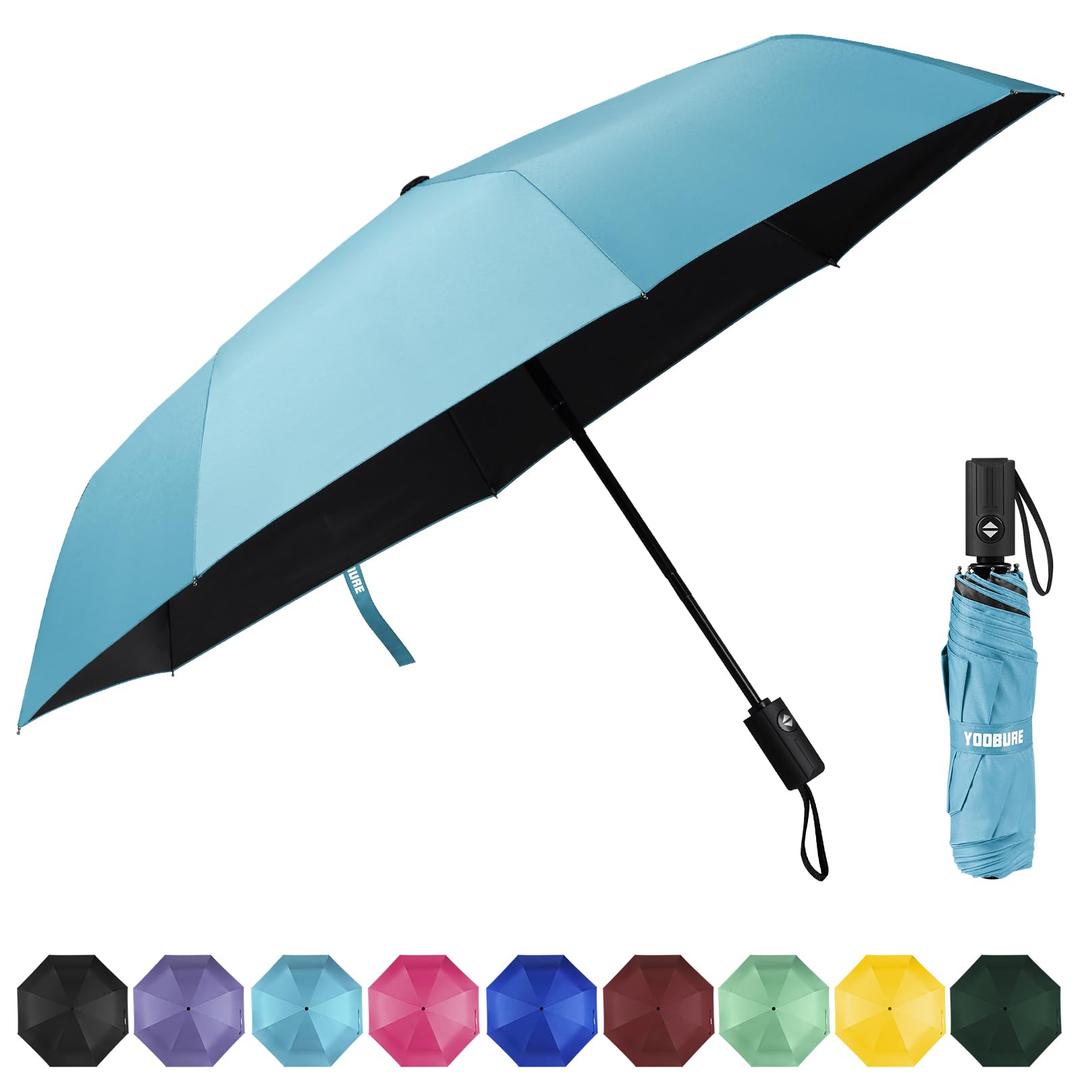 Yoobure Windproof Travel Umbrella, Automatic Umbrellas for Rain, Portable & Compact Umbrella for Backpack, Sun Umbrella for Walking, Folding Small Umbrella for Car, Lightweight Strong UV Protection