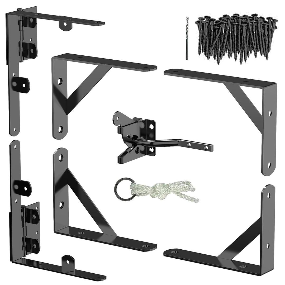 Gate Frame Fence Kit with a Gate Latch, Anti Sag Gate Corner Brace Bracket Hardware Kit with Gate Hinges for Wood Fence Driveway Gate