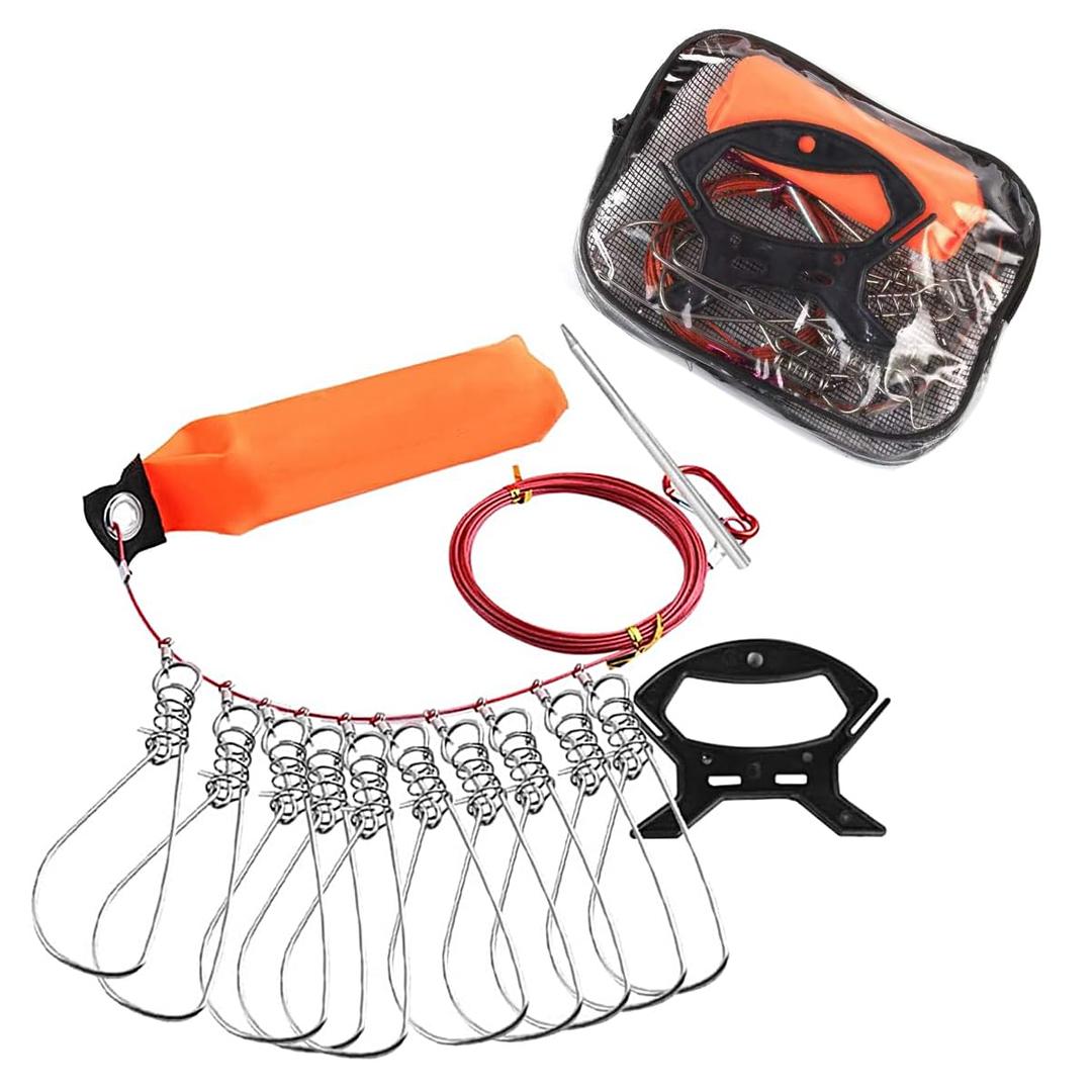 ZONAHAH Fish Stringer Kit Fishing Stringer Live Fish Lock Fishing Stringer Clip Heavy Duty Fish Lock Cable Ropes with 10 Stainless Steel Lock Snaps Fishing Gear Kit Accessory