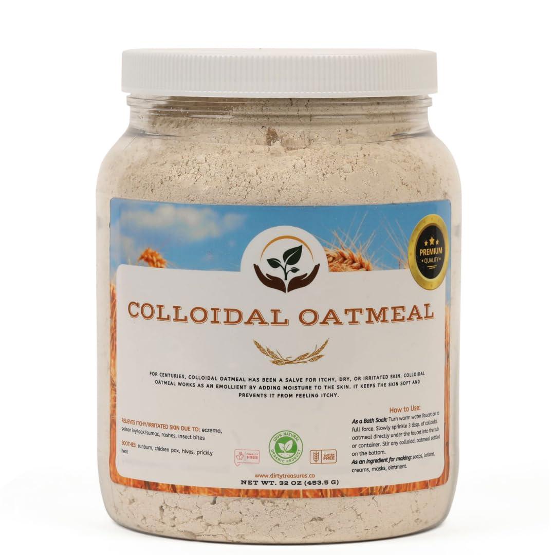 Dirty Treasures Organic Colloidal Oatmeal | Oatmeal Bath | Oatmeal for Skin | Soap Making -2lbs (32OZ)