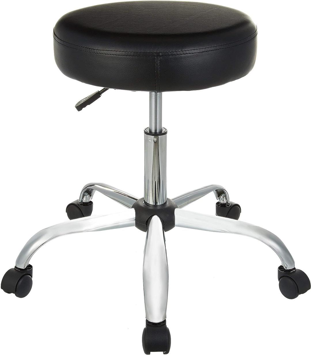 Amazon Basics Drafting Spa Bar Stool with Wheels, Height Adjustable Swivel, Black, 22.05" D x 22.83" W x 19.88" H