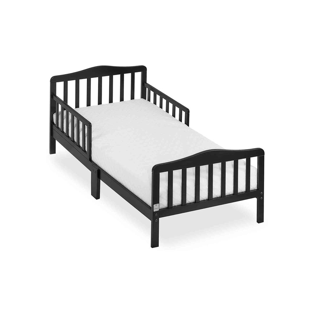 Dream On Me Classic Design Toddler Bed In Black, Greenguard Gold And JPMA Certified, Low To Floor Design, Two Side Safety rails, Non-Toxic Finishes, Wooden Nursery Furniture