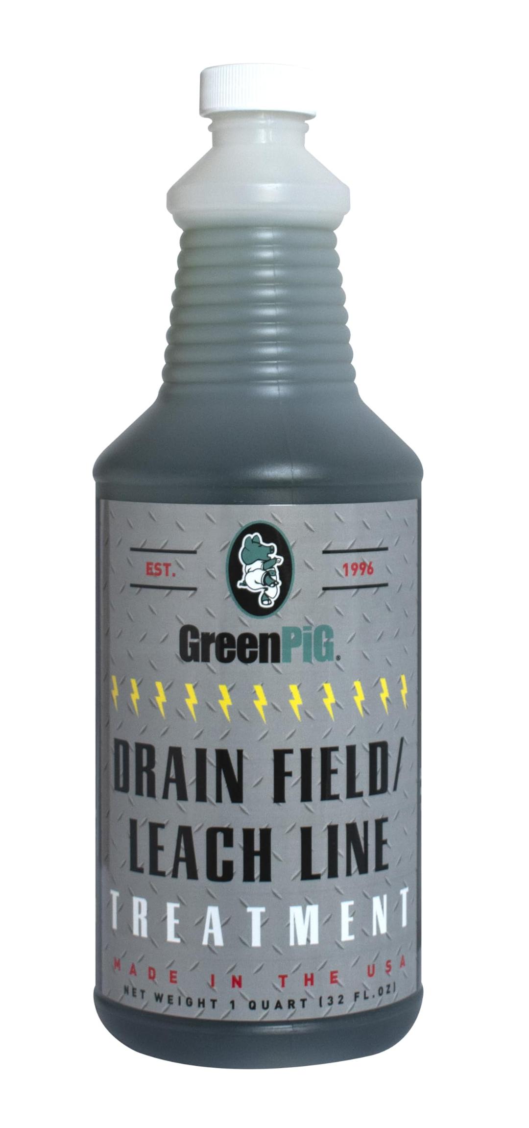 GREEN PIG Drain and Leach Field Quart: Quickly Clears Clogs, Back-Ups, Removes Foul Odors, Septic Tank Treatment,