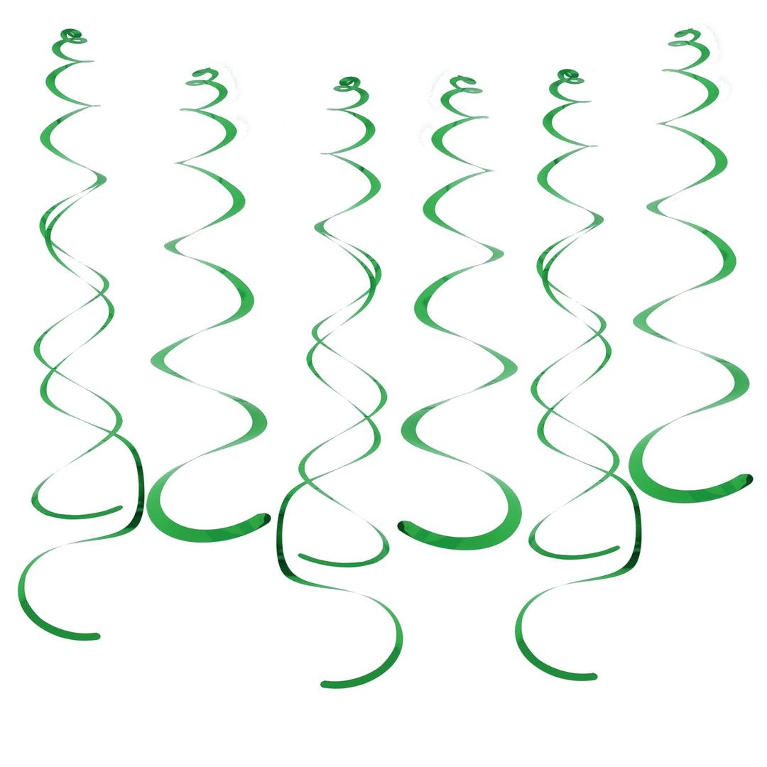 30 PCS Party Swirl Decorations Green Shinny Foil Hanging Swirl Decorations with Double-swirls and Single-swirls Plastic Streamer for Ceiling Plastic Metallic Streamer for Party Decorations